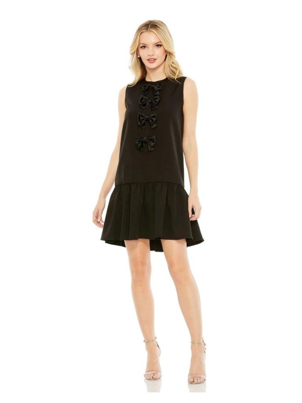 Mac Duggal Women's Sleeveless Bow Detail Tiered Hem A-Line Dress Size 4